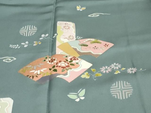 平和屋着物●訪問着　地紙花蝶文　金彩　ますいわ屋扱い　正絹　逸品　DABD9361ud 平和屋着物○訪問着 地紙花蝶文 金彩 ますいわ屋扱い 正絹 逸品
