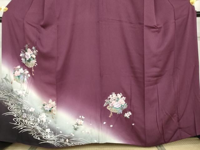 平和屋着物○訪問着 流水花篭文 暈し染め 銀彩 さが美扱い 正絹 逸品