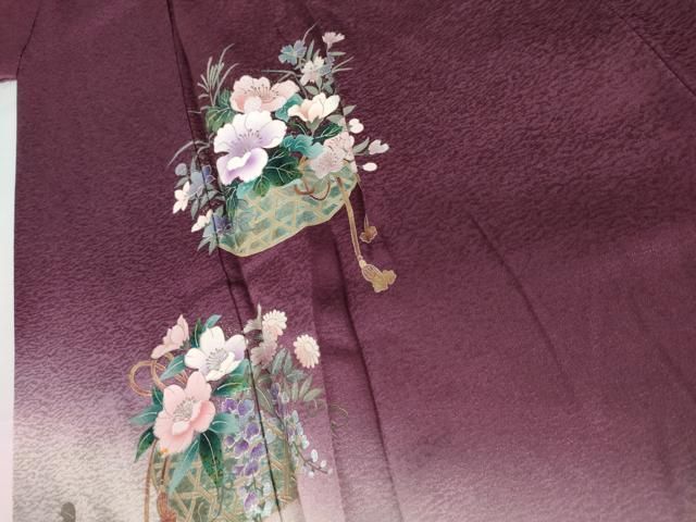 平和屋着物●訪問着　流水花篭文　暈し染め　銀彩　さが美扱い　正絹　逸品　AABH7156cs 平和屋着物○訪問着 流水花篭文 暈し染め 銀彩 さが美扱い 正絹 逸品
