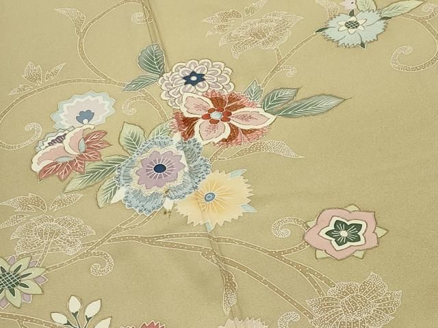 平和屋着物○創業460年・千總 訪問着 駒刺繍 更紗花唐草文 金彩 三越