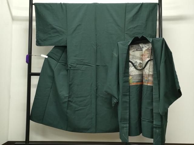 平和屋着物●男性　紬　アンサンブル　色無地　鉄色　正絹　逸品　CABD9203gh 平和屋着物○男性 紬 アンサンブル 色無地 鉄色 正絹 逸品 CABD9203gh
