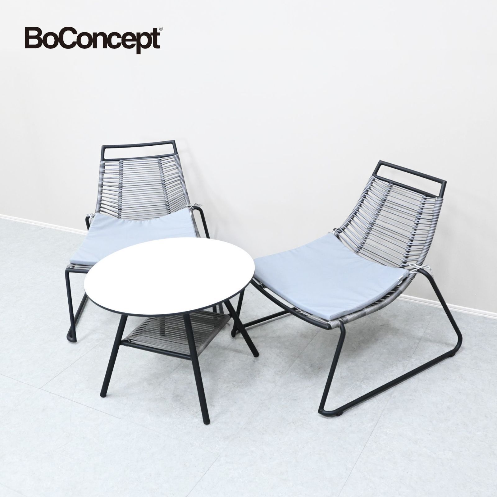 BoConcept ボーコンセプト エルバ ガーデン3点セット ☆展示美品☆BoConcept ボーコンセプト ガーデンチェア&テーブル3点
