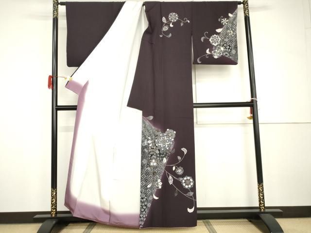 平和屋着物●訪問着　正倉院更紗花唐草文　暈し染め　金彩　正絹　逸品　AABH7178cs 平和屋着物○訪問着 正倉院更紗花唐草文 暈し染め 金彩 正絹 逸品