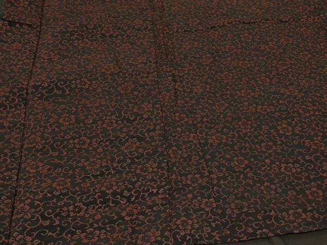 平和屋着物＃羽織 花唐草文 黒地 正絹 逸品 CABF1292in - メルカリ