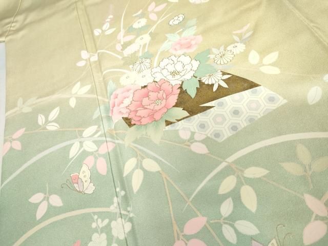 平和屋着物●訪問着　地紙花蝶芝文　暈し染め　金彩　正絹　逸品　AABH7180cs 平和屋着物○訪問着 地紙花蝶芝文 暈し染め 金彩 正絹 逸品 AABH7180cs