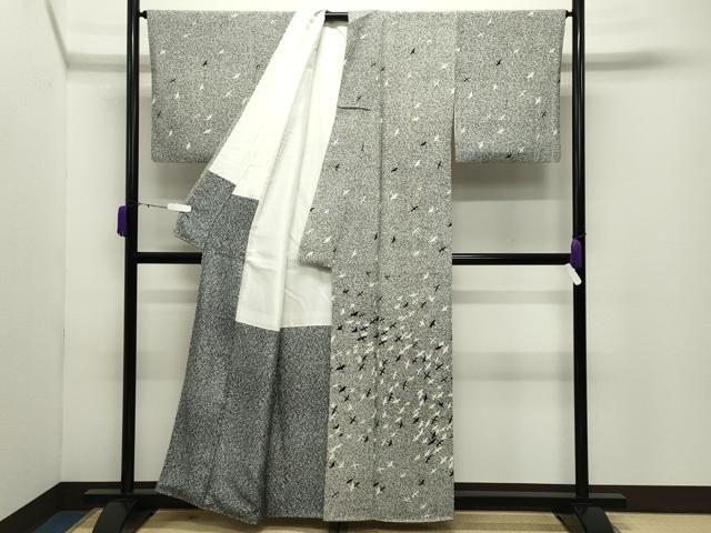 平和屋着物●訪問着　群鶴文　たたき染め　金銀彩　正絹　逸品　CABD9229gh 平和屋着物○訪問着 群鶴文 たたき染め 金銀彩 正絹 逸品 CABD9229gh