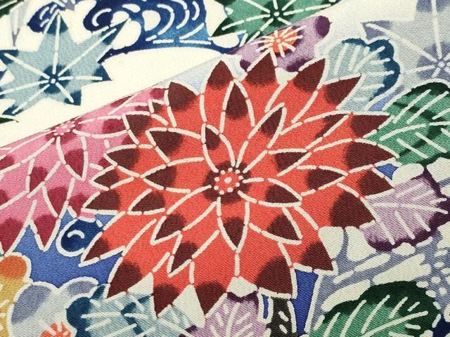 平和屋着物●豪華振袖　型染め　立波花文　暈し染め　正絹　逸品　CABD9230gh 平和屋着物○豪華振袖 型染め 立波花文 暈し染め 正絹 逸品 CABD9230gh