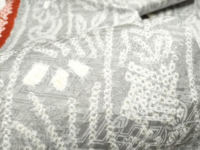 平和屋着物●名門　藤娘きぬたや・総絞り　九寸名古屋帯　花唐草文　正絹　逸品　CABF5297hy 帯 九寸名古屋帯 藤娘きぬたや 染め帯 総絞り帯 花模様 のし柄 花