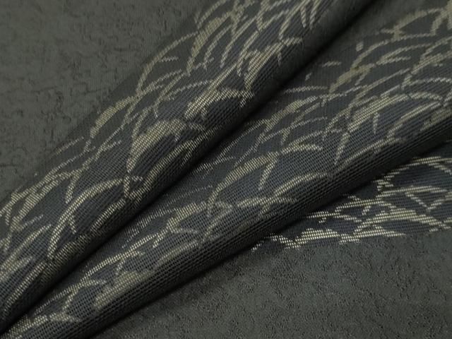 平和屋着物●男性 小紋 紗 雪芝文 黒地 正絹 逸品 CABD9232gh