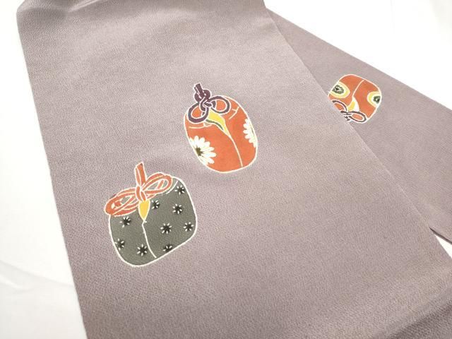 平和屋着物○九寸名古屋帯 型染め 仕覆花文 鬼しぼ縮緬 正絹 逸品