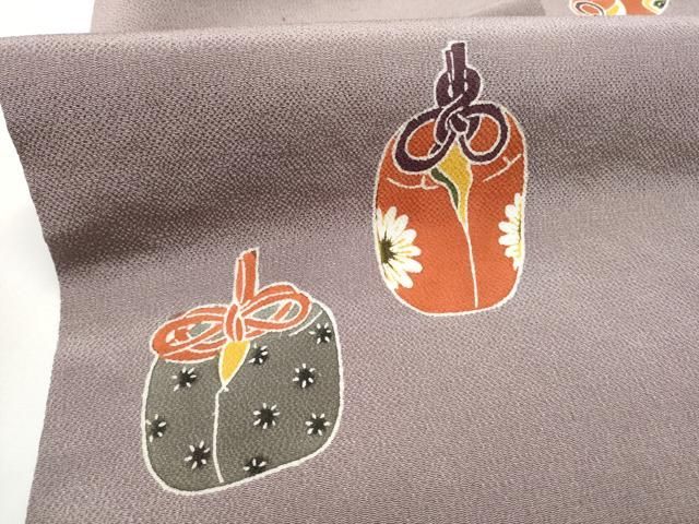 平和屋着物●九寸名古屋帯　型染め　仕覆花文　鬼しぼ縮緬　正絹　逸品　CABF5301hy 平和屋着物○九寸名古屋帯 型染め 仕覆花文 鬼しぼ縮緬 正絹 逸品