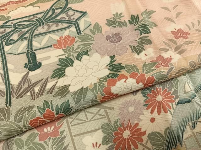 平和屋着物●訪問着　友禅　貝桶花文　暈し染め　正絹　逸品　AABH4873fy 平和屋着物○訪問着 友禅 貝桶花文 暈し染め 正絹 逸品 AABH4873fy