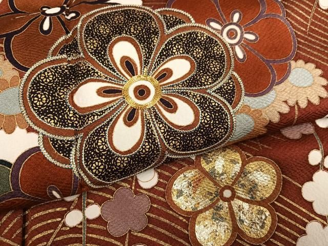平和屋着物○豪華振袖 駒刺繍 梅松文 金彩 正絹 逸品 AABH6901ph