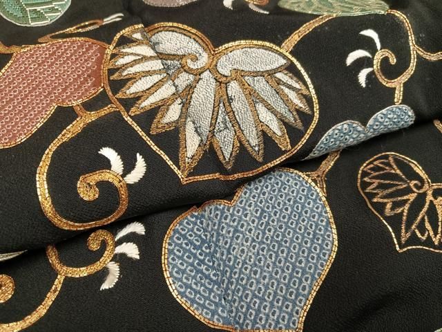 平和屋着物●豪華黒留袖　駒刺繍　葵　金彩　正絹　逸品　AABH6902ph 平和屋着物○豪華黒留袖 駒刺繍 葵 金彩 正絹 逸品 AABH6902ph - メルカリ