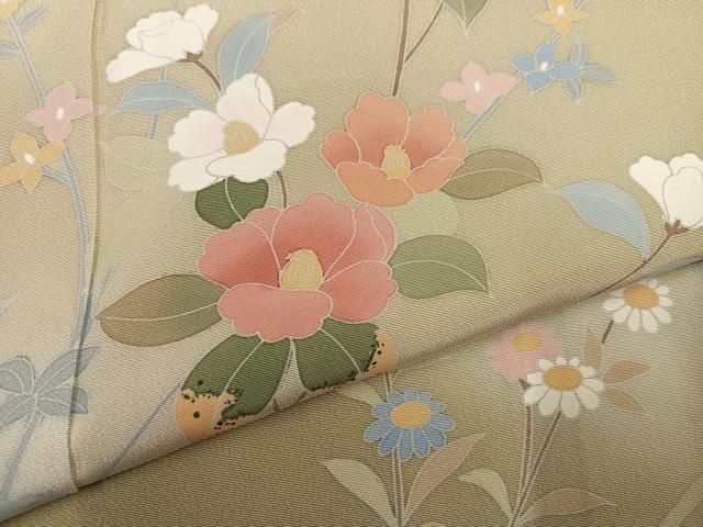 平和屋着物○訪問着 友禅 枝花文 暈し染め 正絹 逸品 未使用