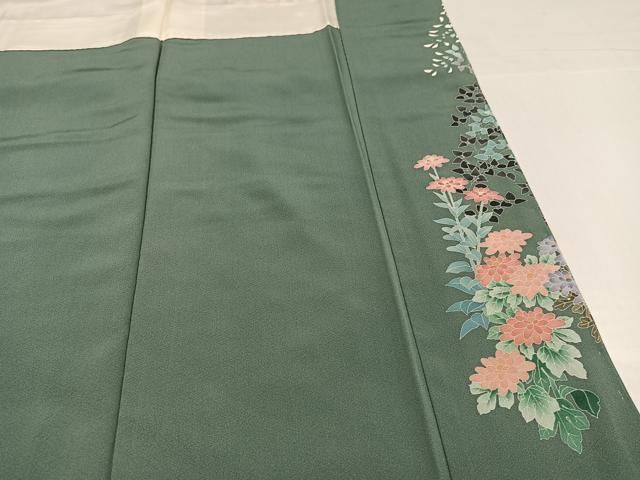 平和屋着物●本加賀友禅作家　杉浦伸 　訪問着　草花文　正絹　逸品　未使用　AABH6905ph 平和屋着物○本加賀友禅作家 杉浦伸 訪問着 草花文 正絹 逸品 未使用