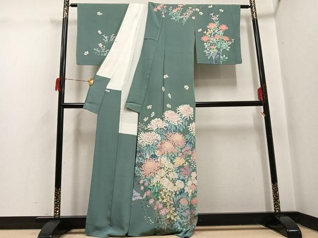 平和屋着物●本加賀友禅作家　杉浦伸 　訪問着　草花文　正絹　逸品　未使用　AABH6905ph 平和屋着物○本加賀友禅作家 杉浦伸 訪問着 草花文 正絹 逸品 未使用