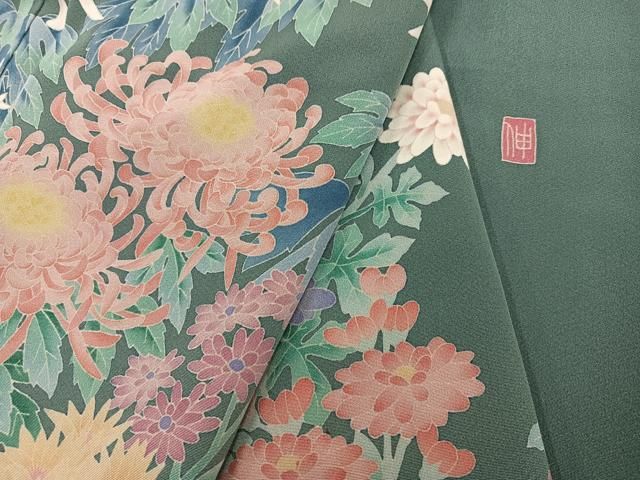 平和屋着物○本加賀友禅作家 杉浦伸 訪問着 草花文 正絹 逸品 未使用