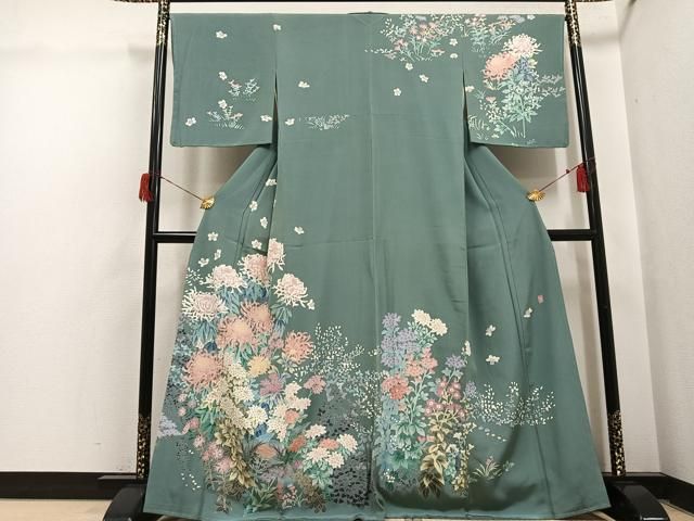 平和屋着物●本加賀友禅作家　杉浦伸 　訪問着　草花文　正絹　逸品　未使用　AABH6905ph 平和屋着物○本加賀友禅作家 杉浦伸 訪問着 草花文 正絹 逸品 未使用