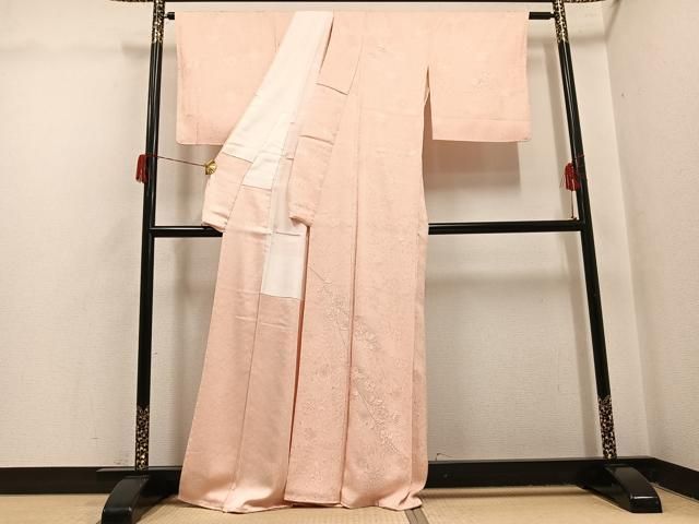 平和屋着物●無地絵羽訪問着　辻が花　刺繍　色無地　肌色　正絹　逸品　未使用　AABH6907ph 平和屋着物○無地絵羽訪問着 辻が花 刺繍 色無地 肌色 正絹 逸品 未