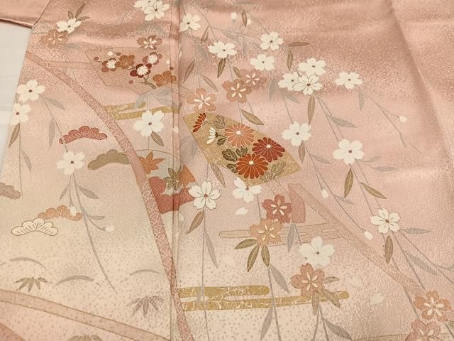 平和屋着物●訪問着　地紙花文　暈し染め　金彩　正絹　逸品　AABH6910ph 平和屋着物○訪問着 地紙花文 暈し染め 金彩 正絹 逸品 AABH6910ph