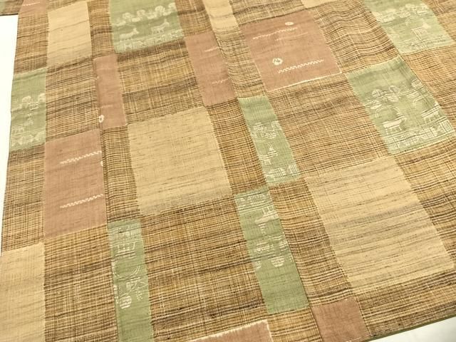 平和屋着物●伝統工芸士　七代目　吉澤与市　紬　市松文様　正絹　逸品　未使用　AABH4883fy 平和屋着物○伝統工芸士 七代目 吉澤与市 紬 市松文様 正絹 逸品 未