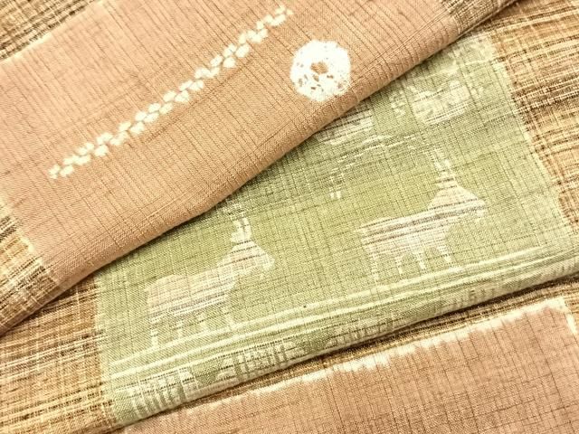 平和屋着物●伝統工芸士　七代目　吉澤与市　紬　市松文様　正絹　逸品　未使用　AABH4883fy 平和屋着物○伝統工芸士 七代目 吉澤与市 紬 市松文様 正絹 逸品 未