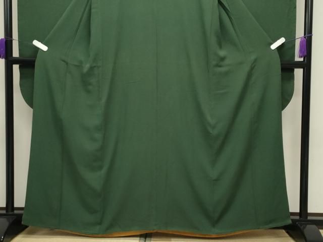 平和屋着物●豪華振袖　色無地　深緑色　やまと誂製　正絹　逸品　CABD9240gh 平和屋着物○豪華振袖 色無地 深緑色 やまと誂製 正絹 逸品 CABD9240gh