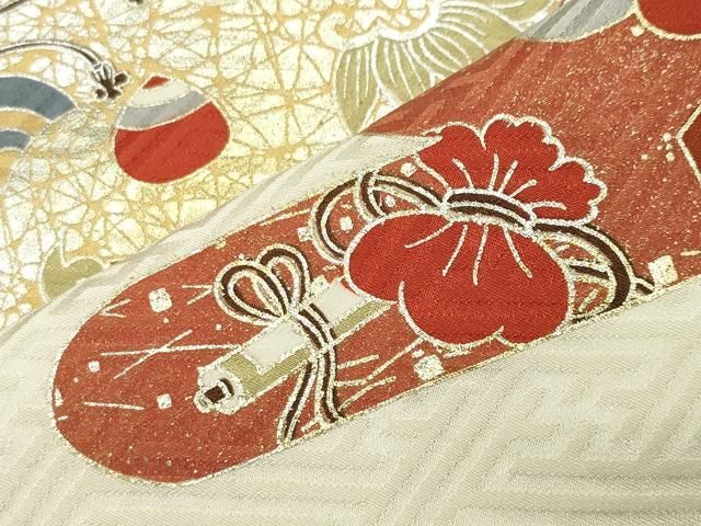 平和屋着物○訪問着 駒刺繍 絞り 飛鶴宝尽くし文 金銀彩 やまと誂製