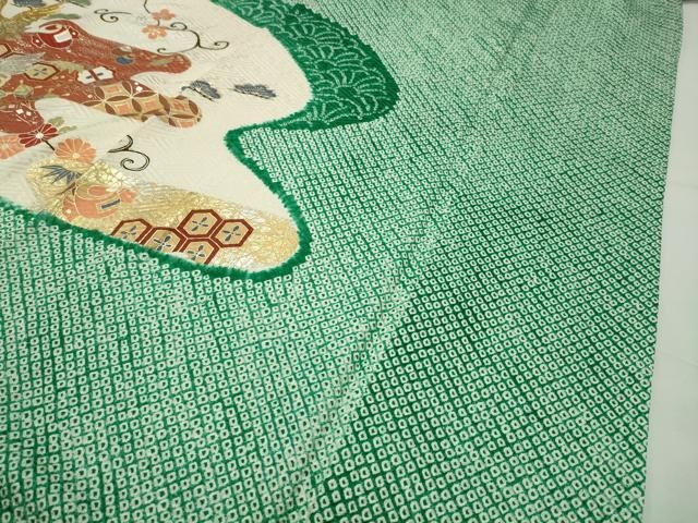 平和屋着物●訪問着　駒刺繍　絞り　飛鶴宝尽くし文　金銀彩　やまと誂製　正絹　逸品　CABD9243gh 平和屋着物○訪問着 駒刺繍 絞り 飛鶴宝尽くし文 金銀彩 やまと誂製
