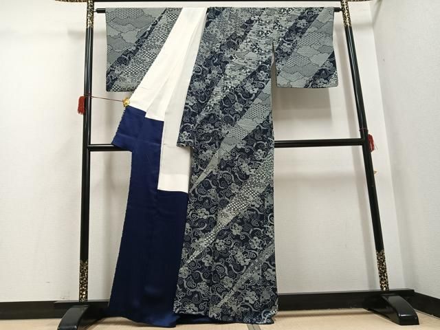 平和屋着物●藍造り国選定無形文化財　藍師・佐藤昭人　訪問着　花唐草文　正絹　逸品　AABH6931ph 楽天市場】平和屋着物○藍造り国選定無形文化財 藍師・佐藤昭人 色留