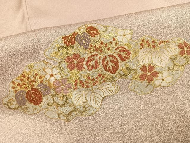 平和屋着物○豪華色留袖 駒刺繍 草花文 金彩 正絹 逸品 AABH6960ph