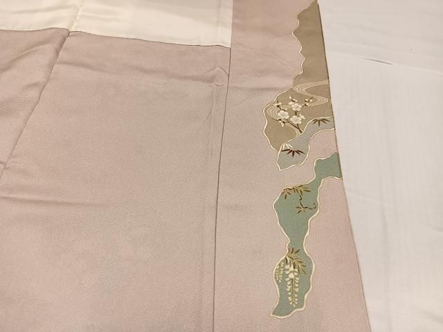 平和屋着物●豪華色留袖　駒刺繍　草花文　金彩　正絹　逸品　AABH6960ph 平和屋着物○豪華色留袖 駒刺繍 草花文 金彩 正絹 逸品 AABH6960ph
