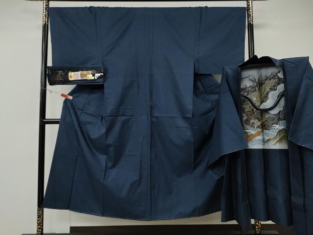 平和屋着物●男性　本場大島紬　アンサンブル　100亀甲　総詰め　有限会社前田織物謹製　証紙付き　正絹　逸品　未使用　CABF3258ut