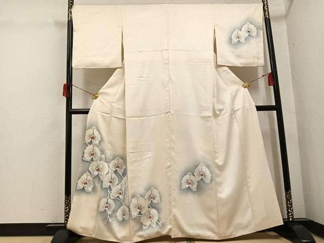 平和屋着物●訪問着　紬地　手描き　胡蝶蘭　正絹　逸品　AABH8250ph 平和屋着物○訪問着 紬地 手描き 胡蝶蘭 正絹 逸品 AABH8250ph - メルカリ