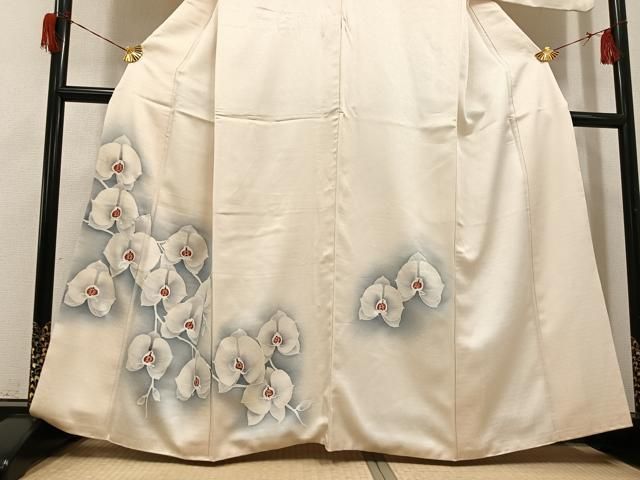 平和屋着物●訪問着　紬地　手描き　胡蝶蘭　正絹　逸品　AABH8250ph 平和屋着物○訪問着 紬地 手描き 胡蝶蘭 正絹 逸品 AABH8250ph - メルカリ