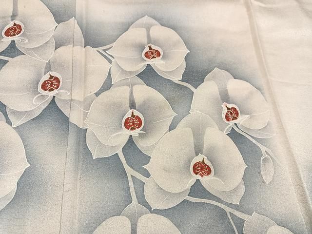 平和屋着物●訪問着　紬地　手描き　胡蝶蘭　正絹　逸品　AABH8250ph 平和屋着物○訪問着 紬地 手描き 胡蝶蘭 正絹 逸品 AABH8250ph - メルカリ