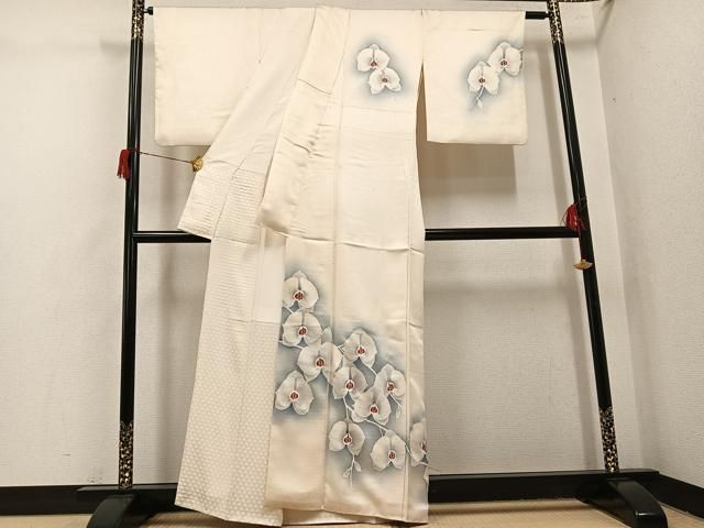 平和屋着物●訪問着　紬地　手描き　胡蝶蘭　正絹　逸品　AABH8250ph 平和屋着物○訪問着 紬地 手描き 胡蝶蘭 正絹 逸品 AABH8250ph - メルカリ