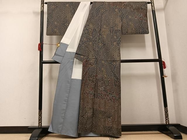 平和屋着物○二代目更甚 江戸更紗 訪問着 本場大島紬 染大島 更紗文
