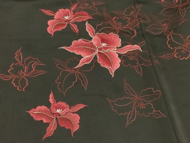 平和屋着物＃羽織　総刺繍　花づくし　黒地　銀糸　正絹　逸品　CABF1358in 平和屋着物＃羽織 総刺繍 花づくし 黒地 銀糸 正絹 逸品 CABF1358in