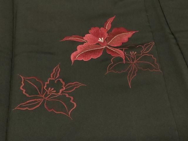 平和屋着物＃羽織　総刺繍　花づくし　黒地　銀糸　正絹　逸品　CABF1358in 平和屋着物＃羽織 総刺繍 花づくし 黒地 銀糸 正絹 逸品 CABF1358in