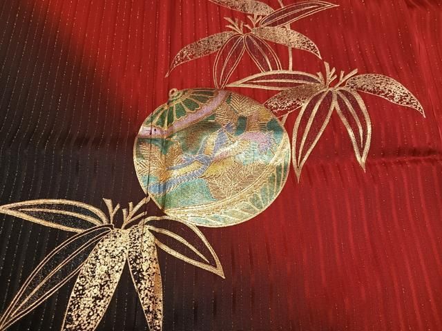 平和屋着物○豪華振袖 松竹梅飛鶴毬文 暈し染め 金彩 金通し地 ロング