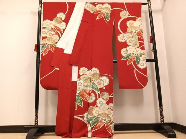 平和屋着物○友禅白木染匠 二代目 白木周生 振袖 駒刺繍 松竹梅文 金彩