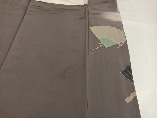平和屋着物○訪問着 友禅 西村吉右衛門 駒刺繍 扇面草花文 暈し染め