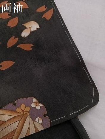 平和屋着物●訪問着　草花文　黒地　金彩　正絹　逸品　未使用　AABH8266ph 平和屋着物○訪問着 草花文 黒地 金彩 正絹 逸品 未使用 AABH8266ph