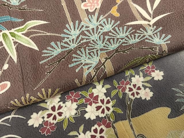 平和屋着物●京友禅作家　関谷泰三　訪問着　松竹梅風景文　暈し染め　正絹　逸品　AABH8268ph 平和屋着物○京友禅作家 関谷泰三 訪問着 松竹梅風景文 暈し染め 正絹