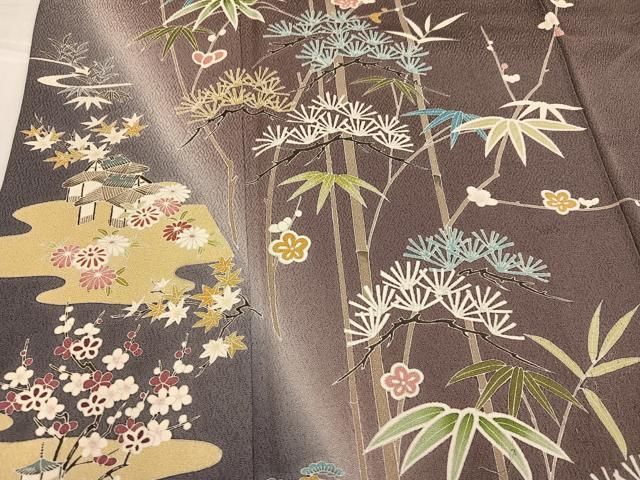 平和屋着物○京友禅作家 関谷泰三 訪問着 松竹梅風景文 暈し染め 正絹