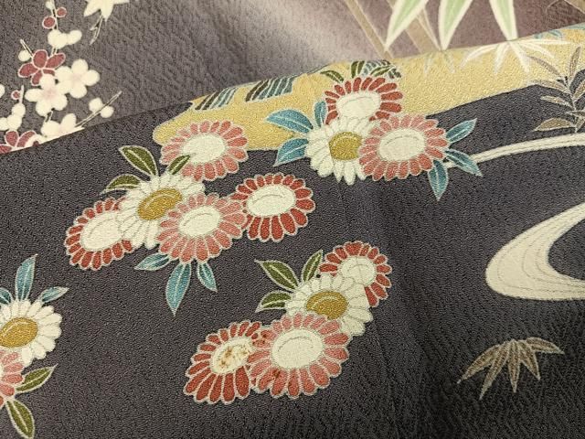 平和屋着物●京友禅作家　関谷泰三　訪問着　松竹梅風景文　暈し染め　正絹　逸品　AABH8268ph 平和屋着物○京友禅作家 関谷泰三 訪問着 松竹梅風景文 暈し染め 正絹