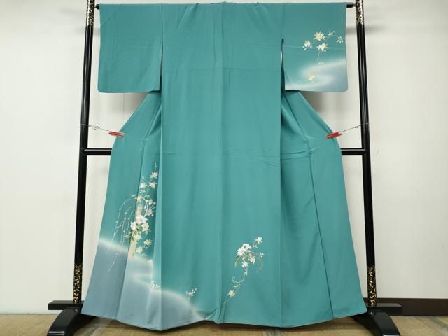 平和屋着物○訪問着 友禅 枝花文 暈し染め 正絹 逸品 CABF3295ut