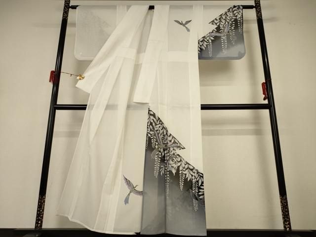 平和屋着物＊夏物　訪問着　絽　花鳥文　暈し染め　洗える着物　AABH6540jd 平和屋着物＊夏物 訪問着 絽 花鳥文 暈し染め 洗える着物 AABH6540jd